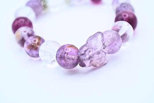 天然水晶手鍊~生命靈數7~拉長石與紫水晶能量手串 10mm