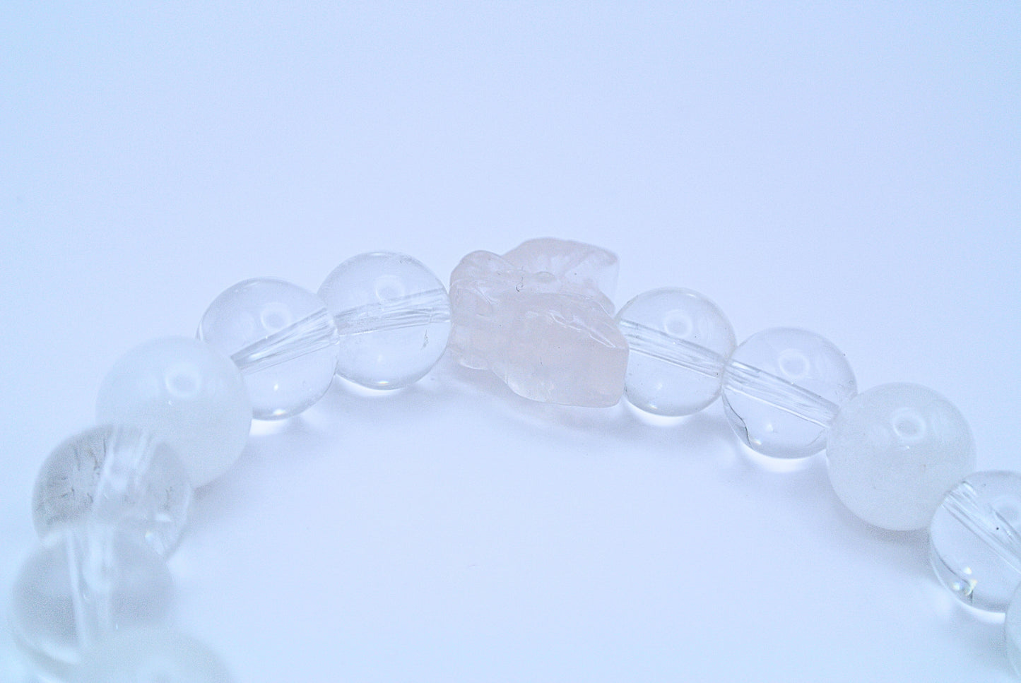 天然水晶手鍊~生命靈數2~粉晶與白水晶能量手串 10mm